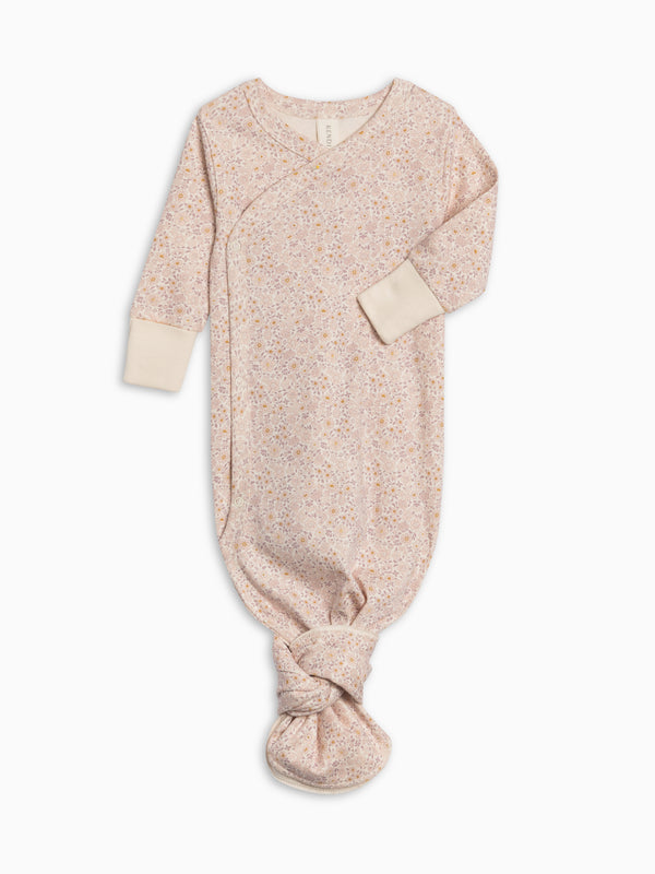 Indy Kimono Gown - Primrose / Fog + Shell Baby : One Pieces : Gowns : Long Sleeves Kendi Indy Kimono Gown - Primrose / Fog + | Colored Organics®