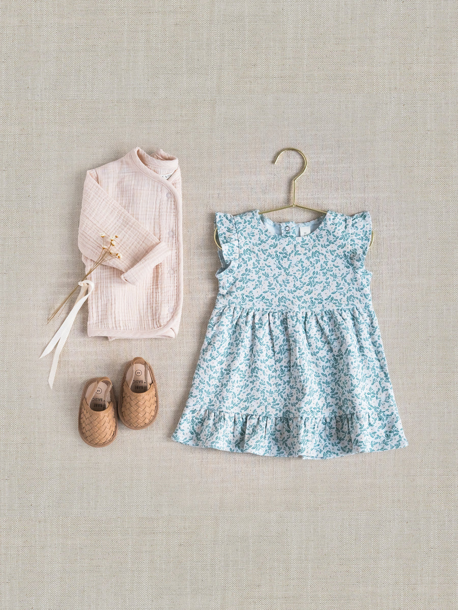 Tilly Tiered Dress - Arbor Floral / Powder + Shell Baby-Kids : Dresses : Short Sleeves KENDI by Colored Organics Tilly Tiered Dress - Arbor Floral / | Colored Organics®
