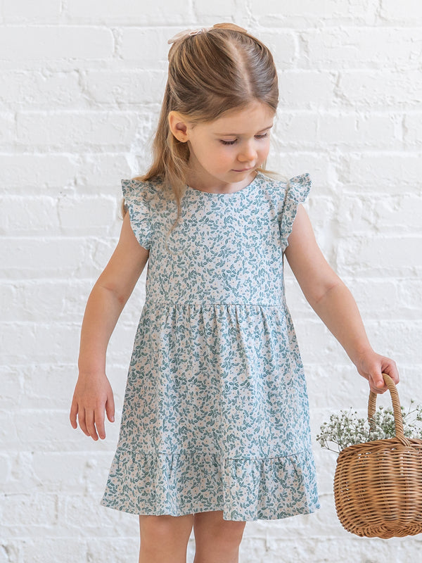 Tilly Tiered Dress - Arbor Floral / Powder + Shell Baby-Kids : Dresses : Short Sleeves KENDI by Colored Organics Tilly Tiered Dress - Arbor Floral / | Colored Organics®