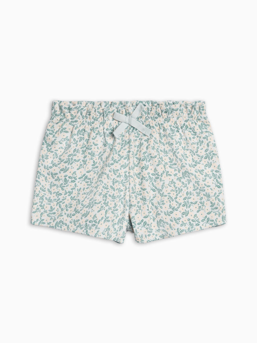 Fay Ruffle Waist Shorts - Arbor Floral / Powder + Shell Kids : Bottoms : Shorts KENDI by Colored Organics Fay Ruffle Waist Shorts - Arbor Floral | Colored Organics®