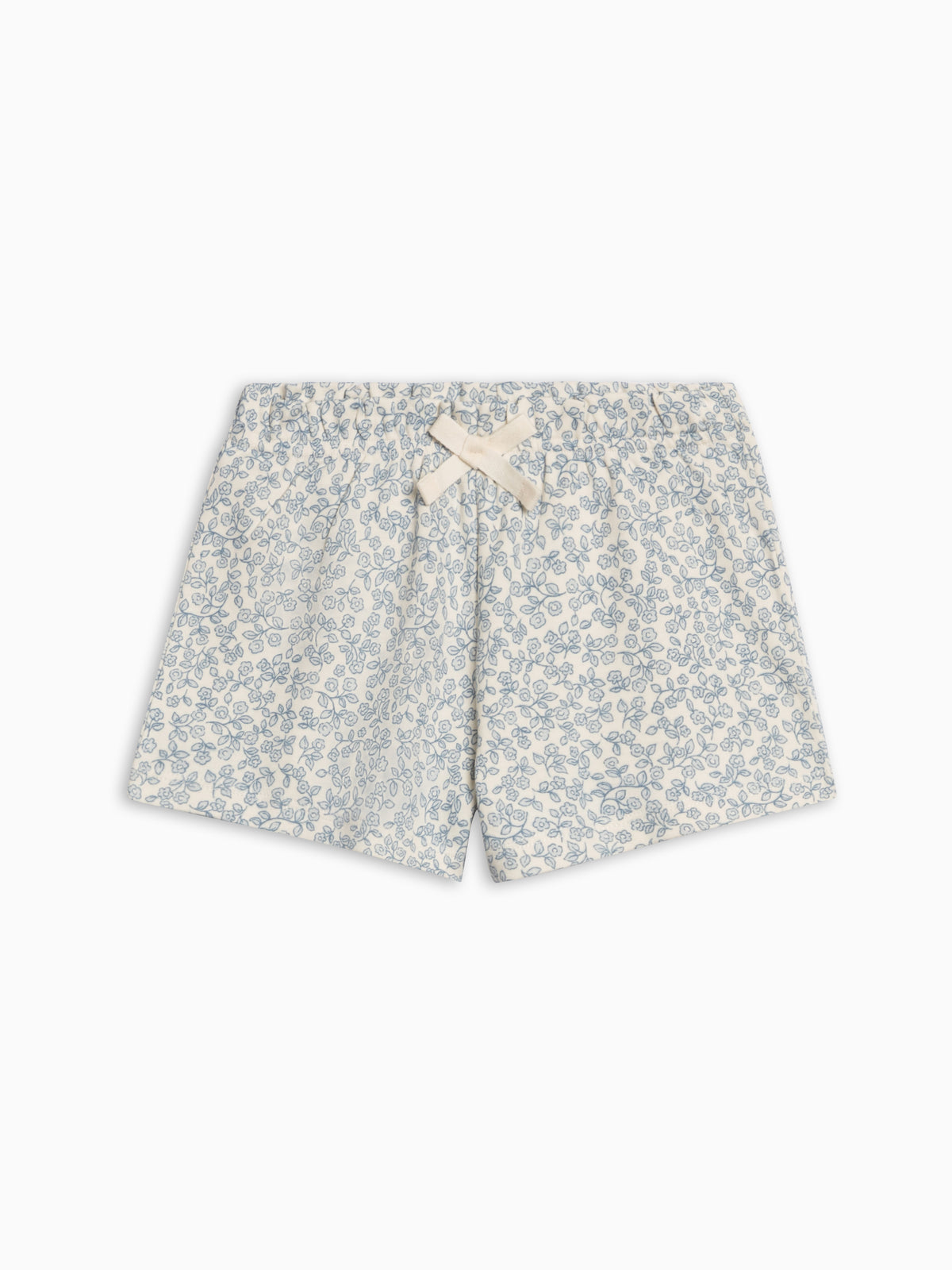 Fay Ruffle Waist Shorts - Narelle Floral / Ivory + Sea Kids : Bottoms : Shorts KENDI by Colored Organics Fay Ruffle Waist Shorts - Narelle | Colored Organics®