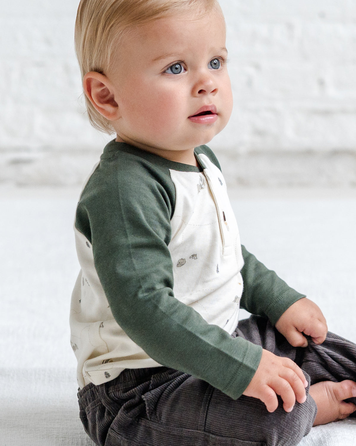 Lucas Raglan Henley Bodysuit Sale : Baby : One Pieces : Bodysuits : Long Sleeves Colored Organics Lucas Raglan Henley Bodysuit for Baby | Colored Organics®