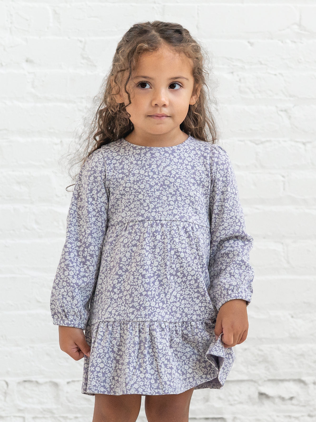 Sofia Long Sleeve Tiered Dress - Gwen Floral Baby-Kids : Dresses : Long Sleeves KENDI by Colored Organics Sofia Long Sleeve Tiered Dress for Baby | Colored Organics®