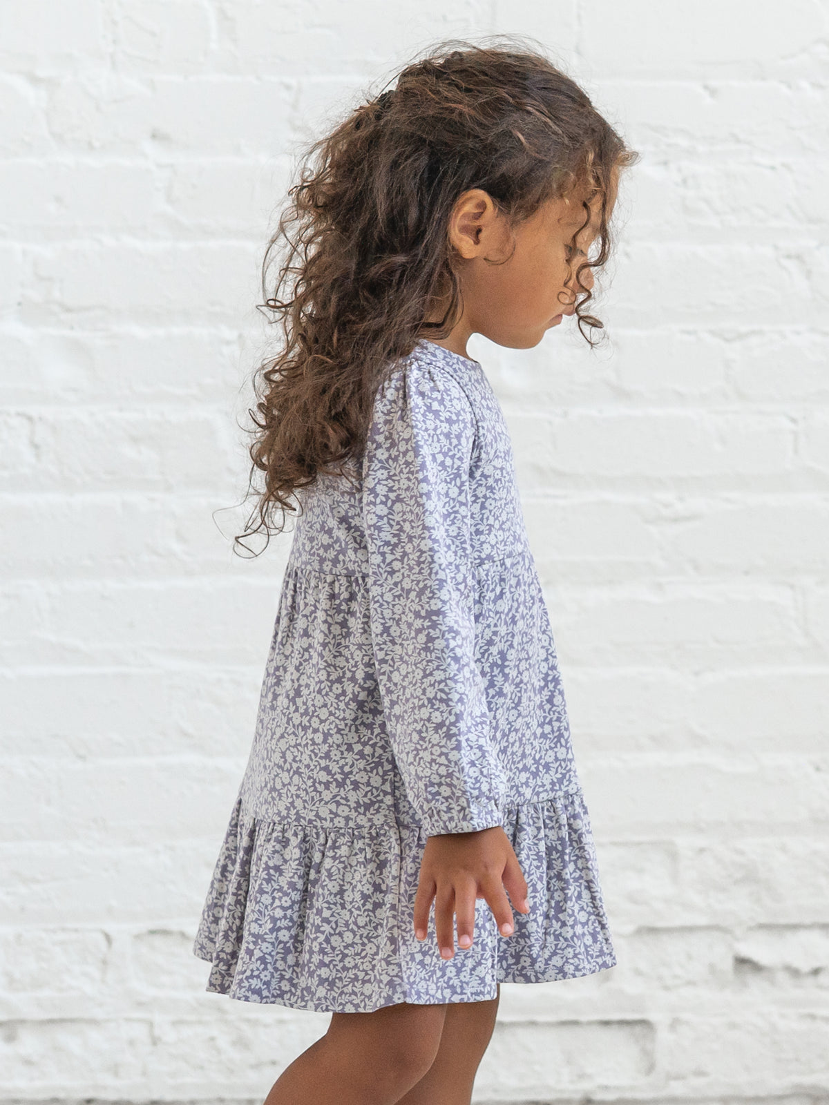 Sofia Long Sleeve Tiered Dress - Gwen Floral Baby-Kids : Dresses : Long Sleeves KENDI by Colored Organics Sofia Long Sleeve Tiered Dress for Baby | Colored Organics®