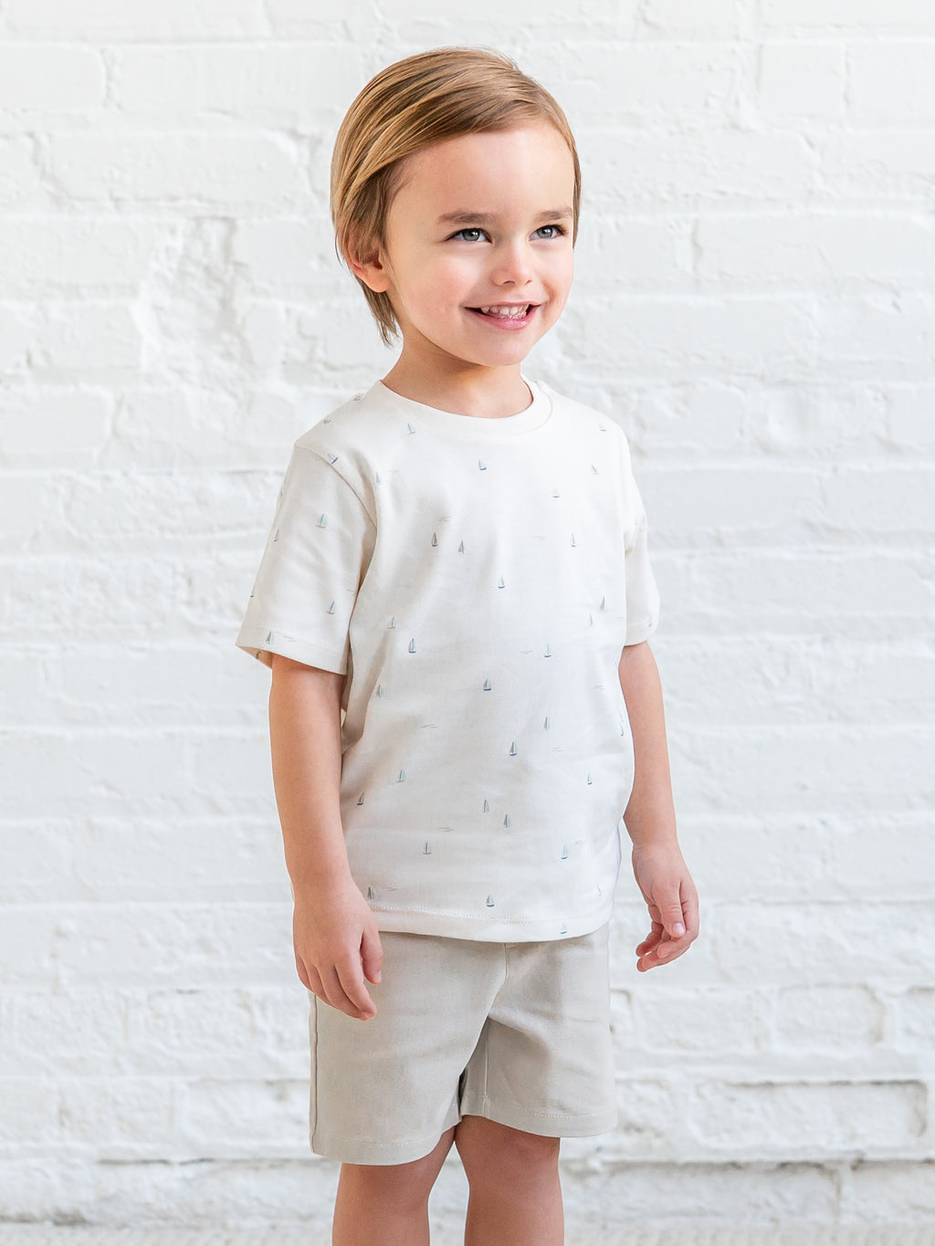 Short Sleeve Crew - Marina / Sea + Dune Sale : Baby-Kids : Tops : Shirts : Short Sleeves KENDI by Colored Organics Short Sleeve Crew - Marina / Sea + Dune | Colored Organics®