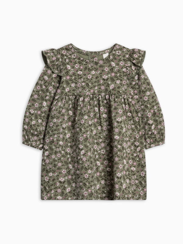 Mika Armhole Ruffle Long Sleeve Dress - Kelsey Floral Baby-Kids : Dresses : Long Sleeves KENDI by Colored Organics Mika Armhole Ruffle Long Sleeve Dress | Colored Organics®