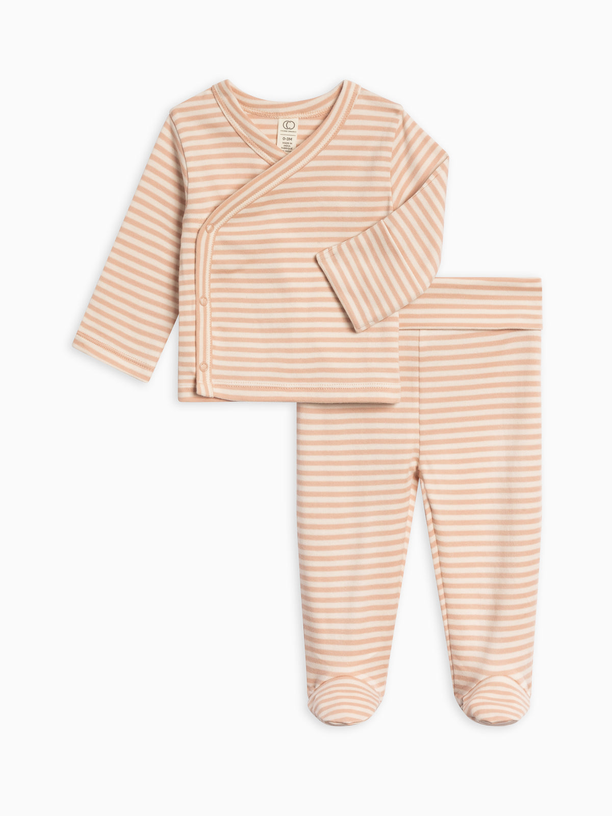 Riley 2 Piece Kimono Wrap Top and Pant Set Baby : Virtual Set : Bottoms : Pants : One Pieces : Kimono Bodysuits : Long Sleeves Colored Organics Striped Kimono Top and Footed Pant Set | Colored Organics®