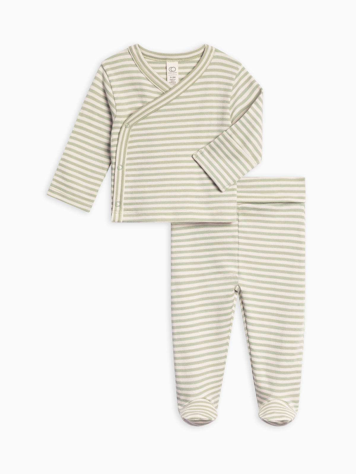 Riley 2 Piece Kimono Wrap Top and Pant Set Baby : Virtual Set : Bottoms : Pants : One Pieces : Kimono Bodysuits : Long Sleeves Colored Organics Striped Kimono Top and Footed Pant Set | Colored Organics®