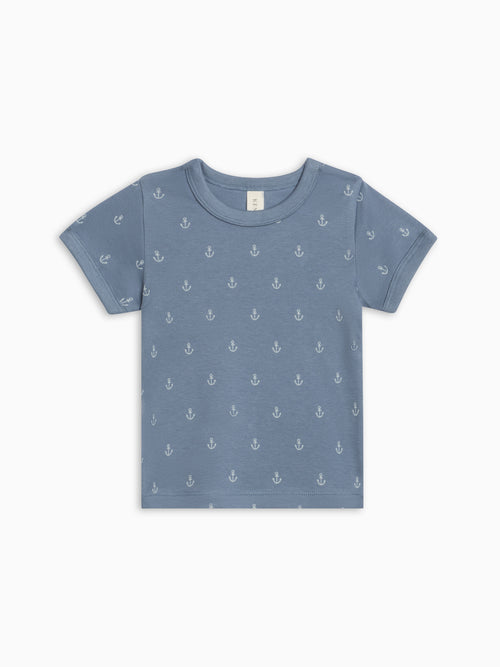 Andy Ringer Tee - Anchor / Sea + Powder Baby-Kids : Tops : Shirts : Short Sleeves KENDI by Colored Organics Andy Ringer Tee - Anchor / Sea + Powder | Colored Organics®