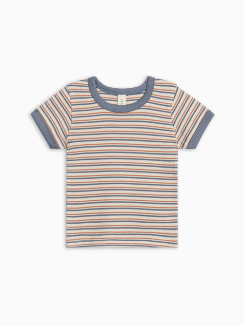Andy Ringer Tee - Voyage Stripe / Sea + Ridge Baby-Kids : Tops : Shirts : Short Sleeves KENDI by Colored Organics Andy Ringer Tee - Voyage Stripe / Sea + | Colored Organics®
