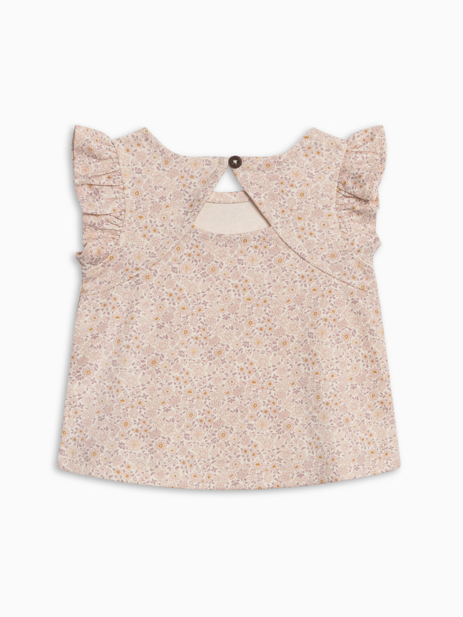 Ella Ruffle Sleeve Tank - Primrose / Fog + Shell Baby-Kids : Tops : Tees : Short Sleeves Kendi Ella Ruffle Sleeve Tank - Primrose / | Colored Organics®
