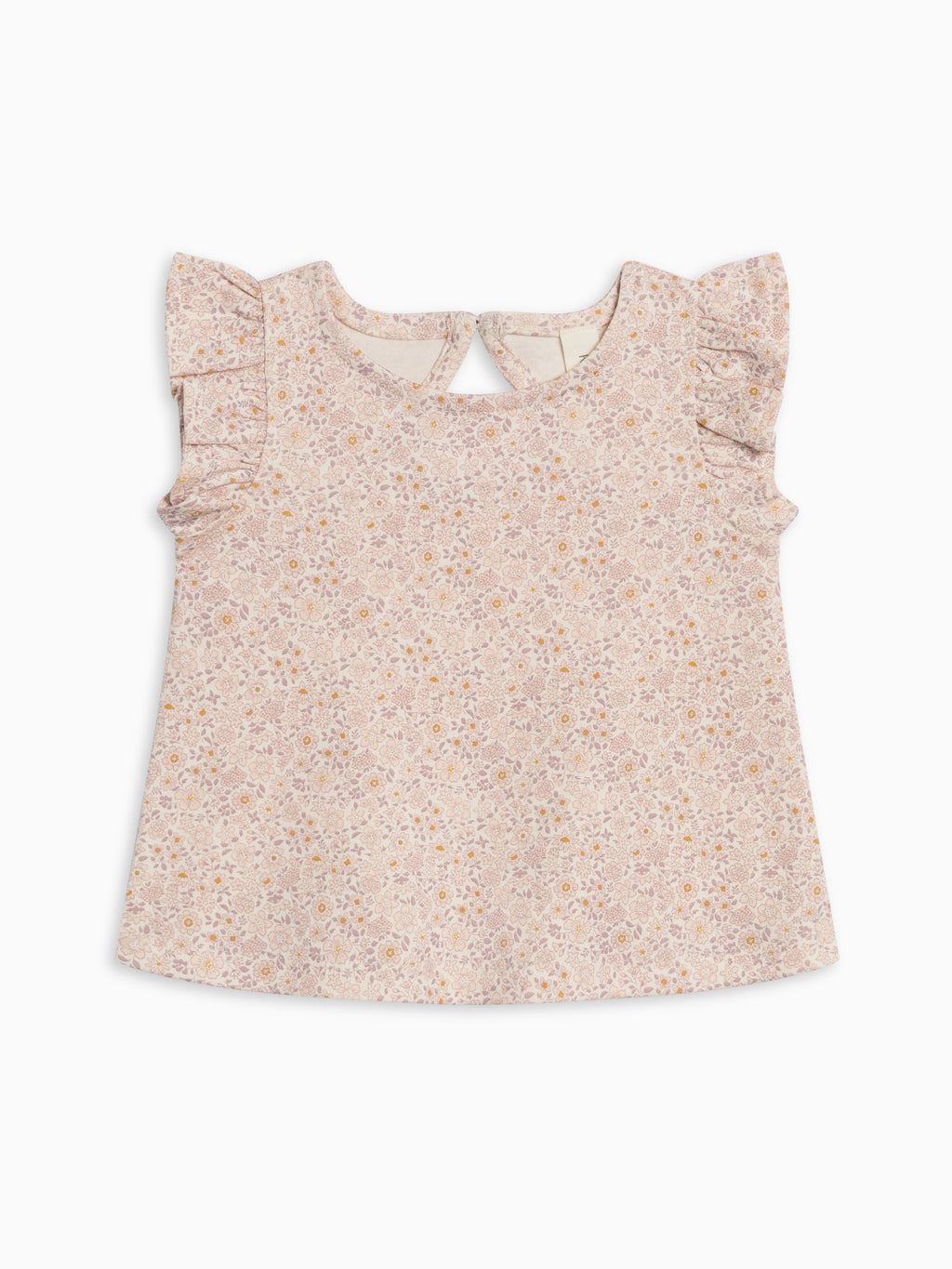 Ella Ruffle Sleeve Tank - Primrose / Fog + Shell Sale : Baby-Kids : Tops : Tees : Short Sleeves Kendi Ella Ruffle Sleeve Tank - Primrose / | Colored Organics®