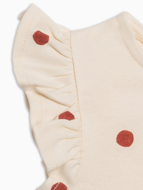 Bea Ruffle Sleeve Bodysuit - Barn Polka Sale : Baby : One Pieces : Bodysuits : Short Sleeves Kendi PRE ORDER Bea Ruffle Sleeve Bodysuit | Colored Organics®