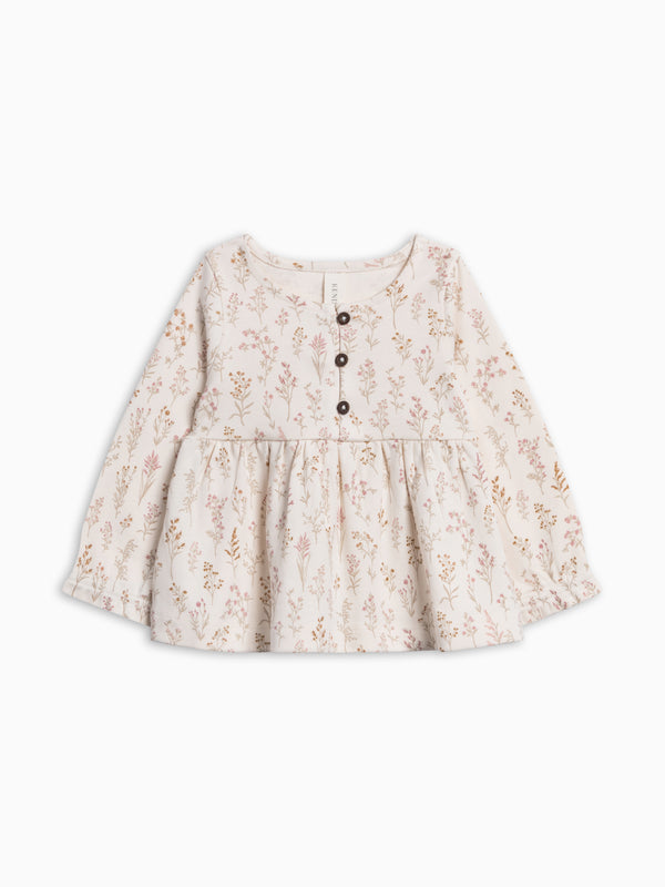 Trudy Button Long Sleeve Top - Botanicals Baby-Kids : Tops : Shirts : Long Sleeves KENDI by Colored Organics Trudy Button Long Sleeve Top for Baby + | Colored Organics®