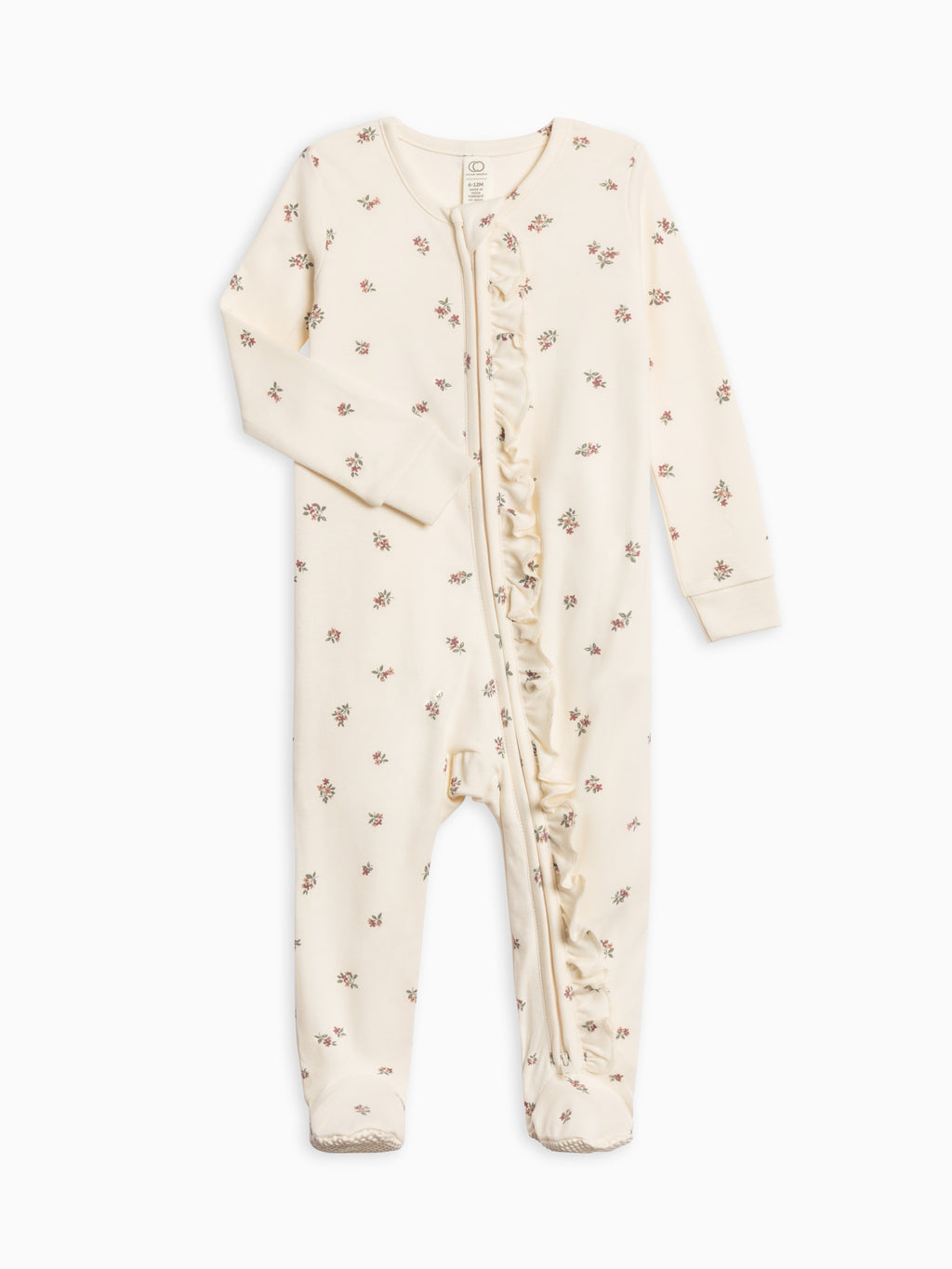 Neve Ruffle Zipper Footie Sale : Baby : One Pieces : Sleepers : Long Sleeves KENDI by Colored Organics Neve Ruffle Zipper Footie Baby | Colored Organics®