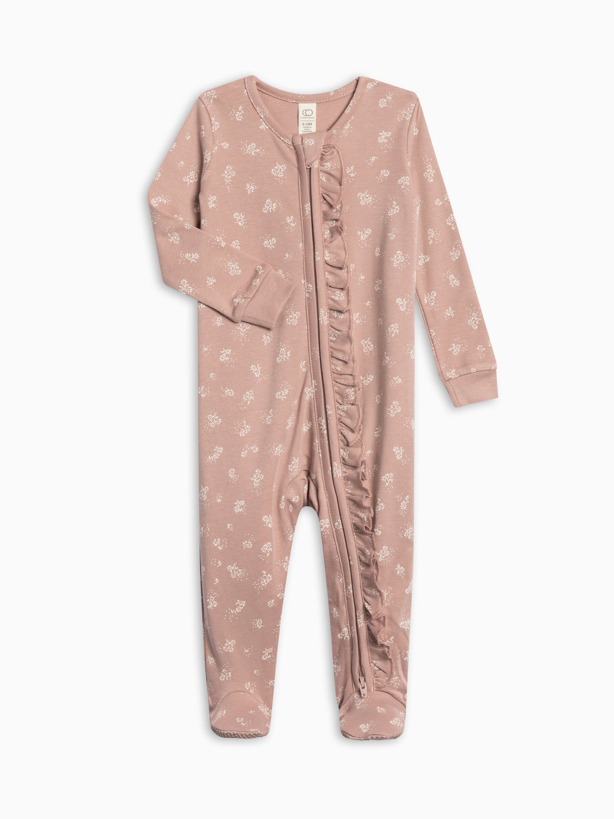 Neve Ruffle Zipper Footie Sale : Baby : One Pieces : Sleepers : Long Sleeves KENDI by Colored Organics Neve Ruffle Zipper Footie Baby | Colored Organics®