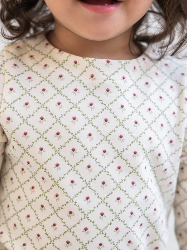 Ryle Snap Shoulder Top - Hedge Floral Baby-Kids : Tops : Tees : Long Sleeves KENDI by Colored Organics Ryle Snap Shoulder Top for Baby + Kids | Colored Organics®