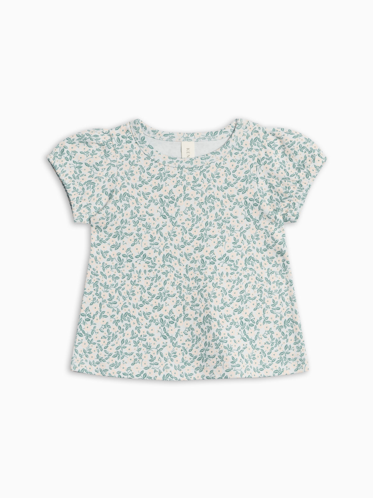 Ellen Puff Sleeve Top - Arbor Floral / Powder + Shell Sale : Baby-Kids : Tops : Shirts : Short Sleeves KENDI by Colored Organics Ellen Puff Sleeve Top - Arbor Floral / | Colored Organics®