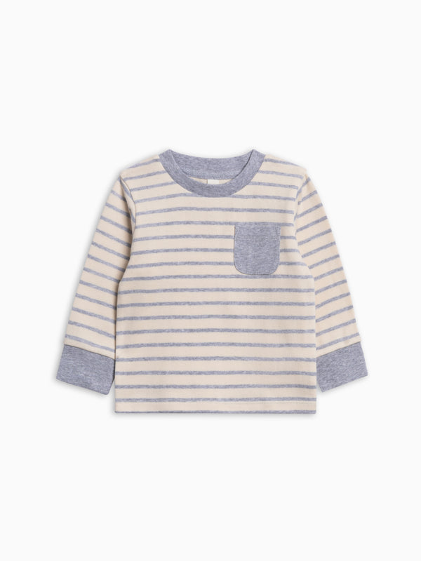 Perrin Long Sleeve Pocket Tee - Bob Stripe Baby-Kids : Tops : Tees : Long Sleeves KENDI by Colored Organics Perrin Long Sleeve Pocket Tee for Baby | Colored Organics®