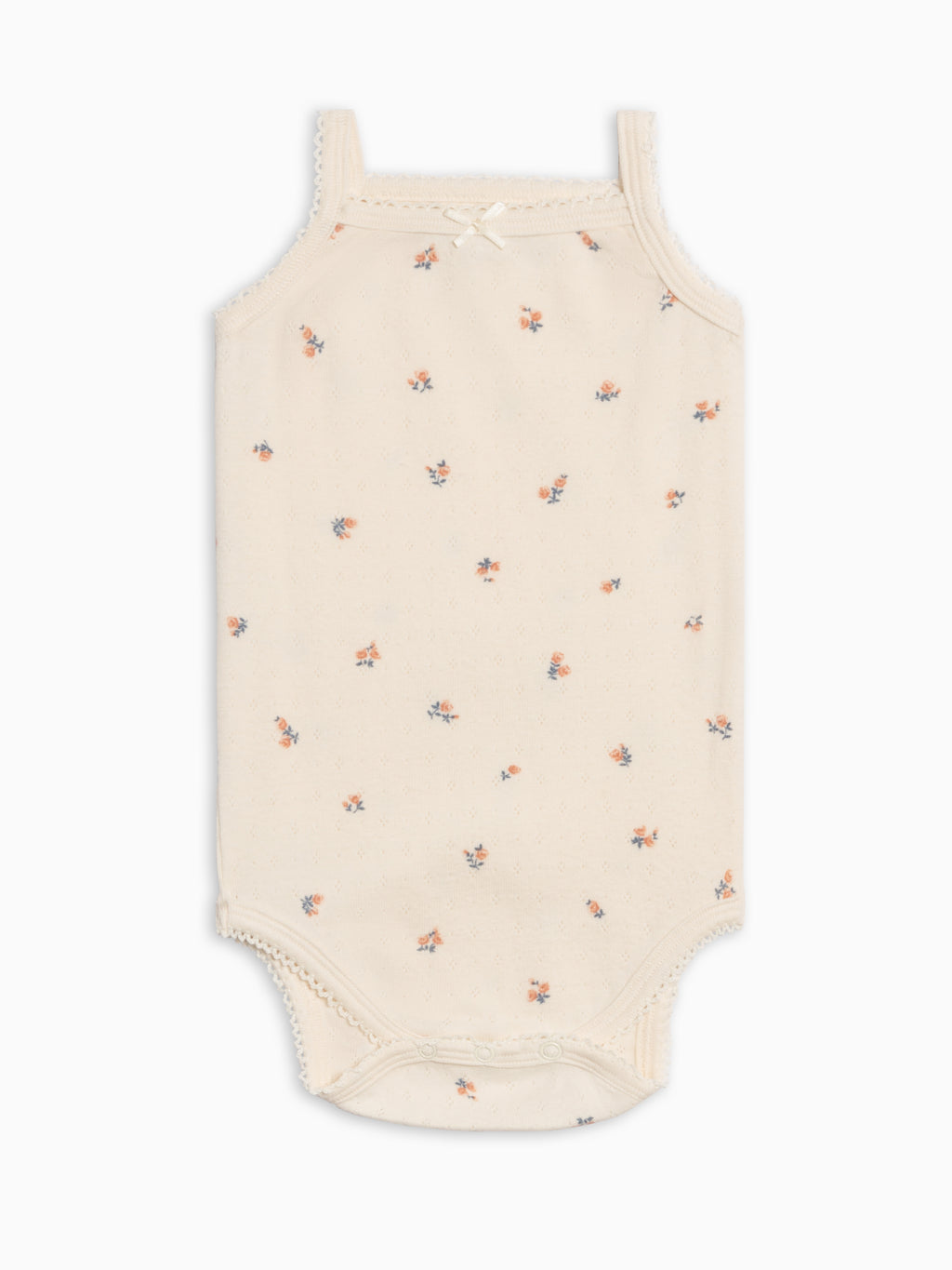 Eva Pointelle Tank Bodysuit - Maris Floral / Ivory + Sea Baby : One Pieces : Bodysuits : Tanks KENDI by Colored Organics Eva Pointelle Tank Bodysuit - Maris | Colored Organics®