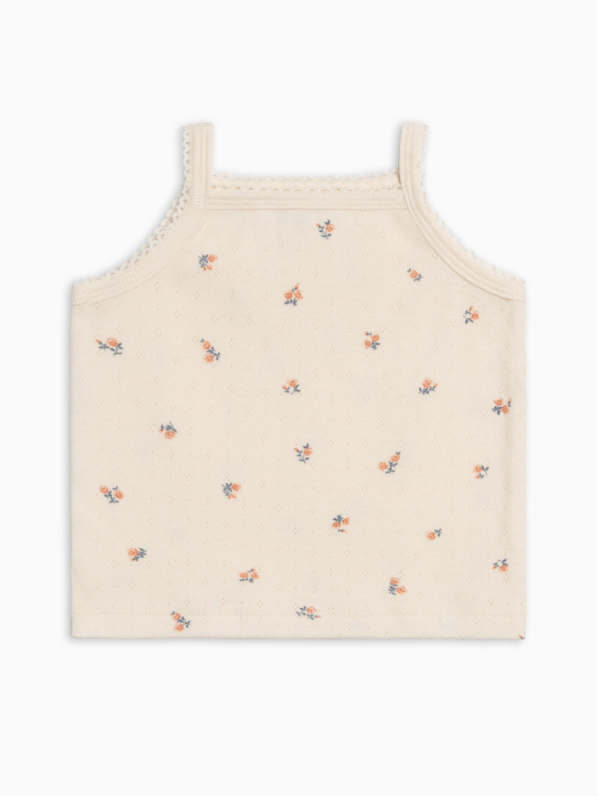 Iris Pointelle Tank - Maris Floral / Ivory + Sea Baby-Kids : Tops : Tanks KENDI by Colored Organics Iris Pointelle Tank - Maris Floral / | Colored Organics®