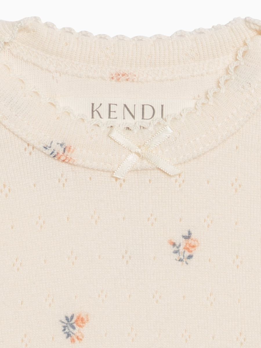Josie Pointelle Bodysuit - Maris Floral / Ivory + Sea Baby : One Pieces : Bodysuits : Short Sleeves KENDI by Colored Organics Josie Pointelle Bodysuit - Maris Floral | Colored Organics®