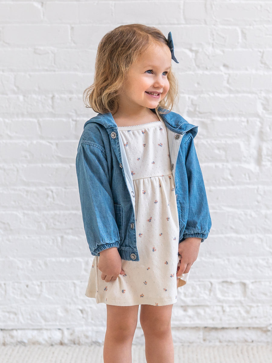 Belle Pointelle Tank Dress - Maris Floral / Ivory + Sea Kids : Dresses : Tanks KENDI by Colored Organics Belle Pointelle Tank Dress - Maris | Colored Organics®