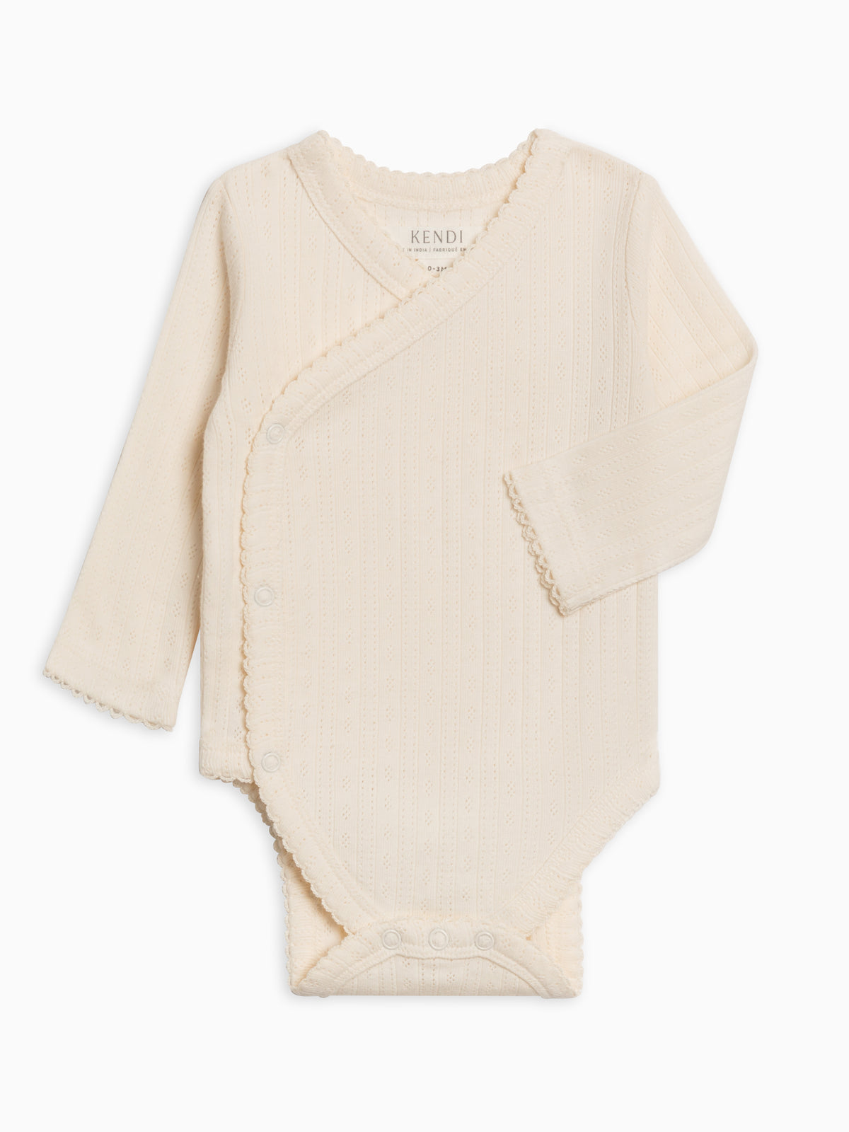 Hilda Brushed Back Pointelle Long Sleeve Kimono Bodysuit Sale : Baby : One Pieces : Kimono Bodysuits : Long Sleeves KENDI by Colored Organics Hilda Brushed Back Pointelle Long | Colored Organics®