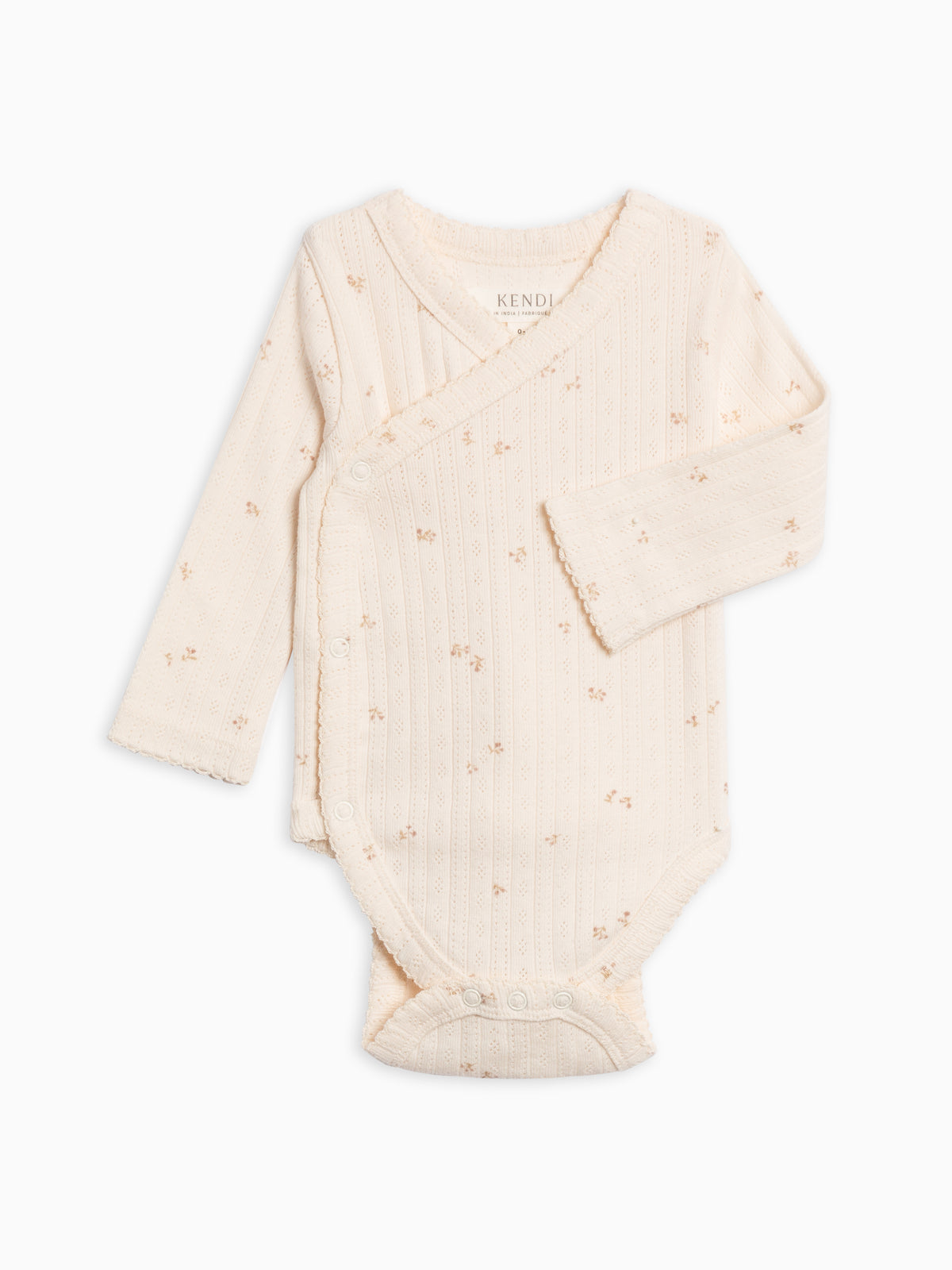 Hilda Brushed Back Pointelle Long Sleeve Kimono Bodysuit Sale : Baby : One Pieces : Kimono Bodysuits : Long Sleeves KENDI by Colored Organics Hilda Brushed Back Pointelle Long | Colored Organics®