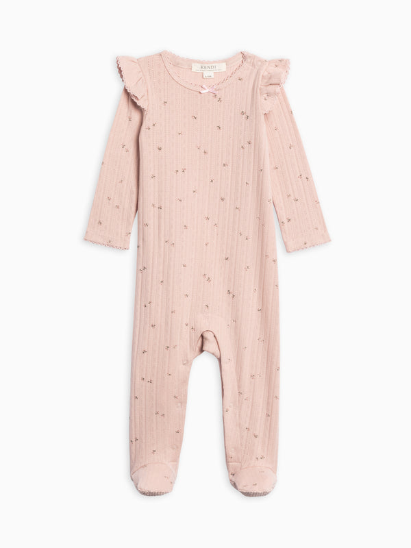 Addy Brushed Back Pointelle Flutter Sleeve Footed Romper Sale : Baby : One Pieces : Rompers : Long Sleeves KENDI by Colored Organics Addy Brushed Back Pointelle Flutter | Colored Organics®