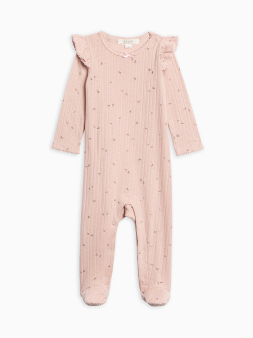 Addy Brushed Back Pointelle Flutter Sleeve Footed Romper Sale : Baby : One Pieces : Rompers : Long Sleeves KENDI by Colored Organics Addy Brushed Back Pointelle Flutter | Colored Organics®