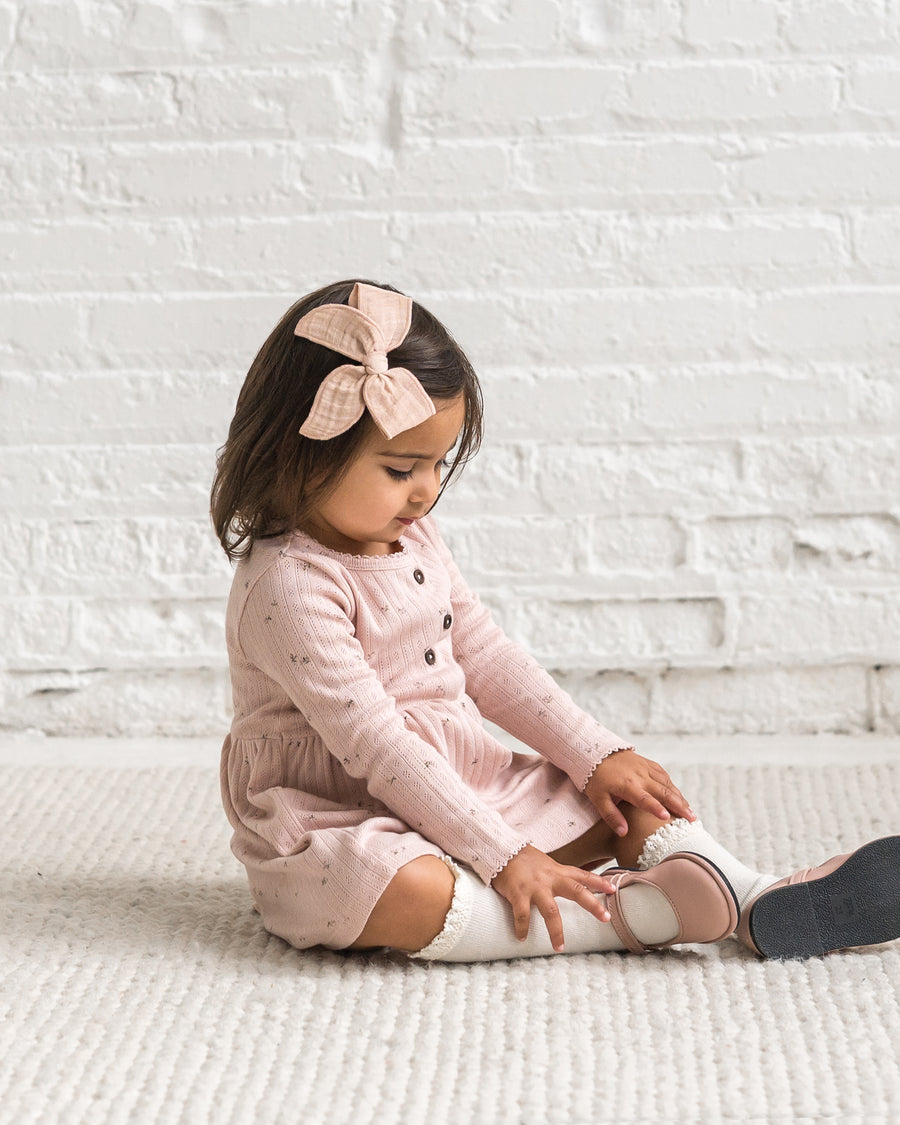 Bryn Brushed Back Pointelle Henley Dress Sale : Baby-Kids : Dresses : Long Sleeves KENDI by Colored Organics Bryn Brushed Back Pointelle Henley Dress | Colored Organics®