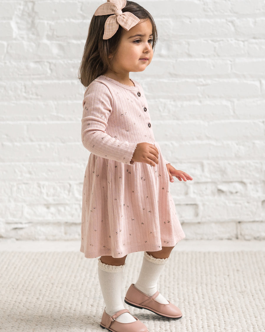 Bryn Brushed Back Pointelle Henley Dress Sale : Baby-Kids : Dresses : Long Sleeves KENDI by Colored Organics Bryn Brushed Back Pointelle Henley Dress | Colored Organics®