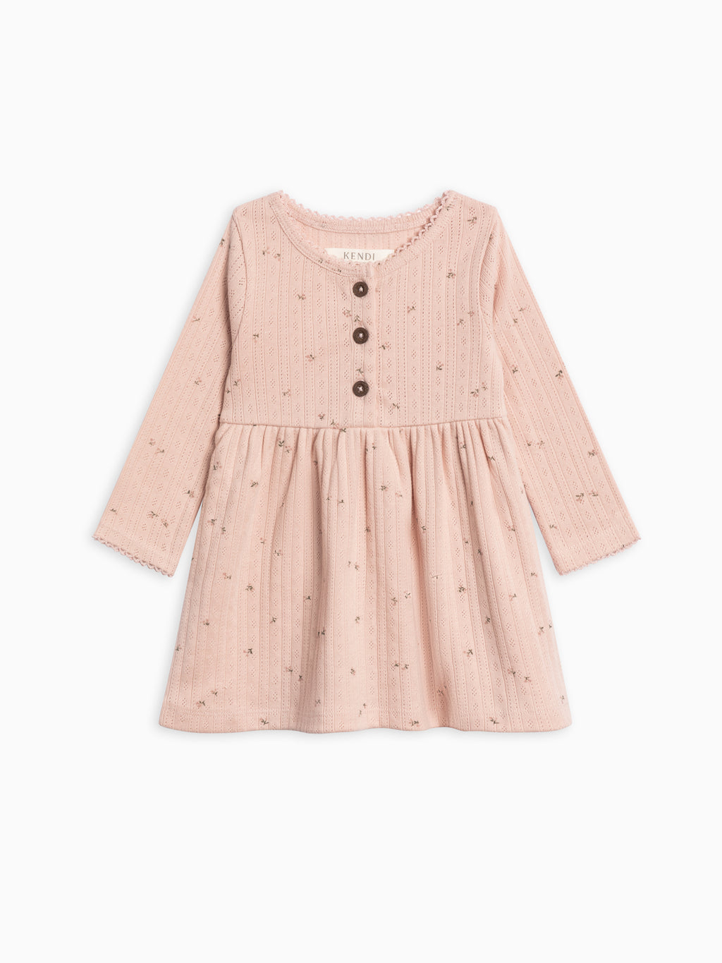 Bryn Brushed Back Pointelle Henley Dress Sale : Baby-Kids : Dresses : Long Sleeves KENDI by Colored Organics Bryn Brushed Back Pointelle Henley Dress | Colored Organics®