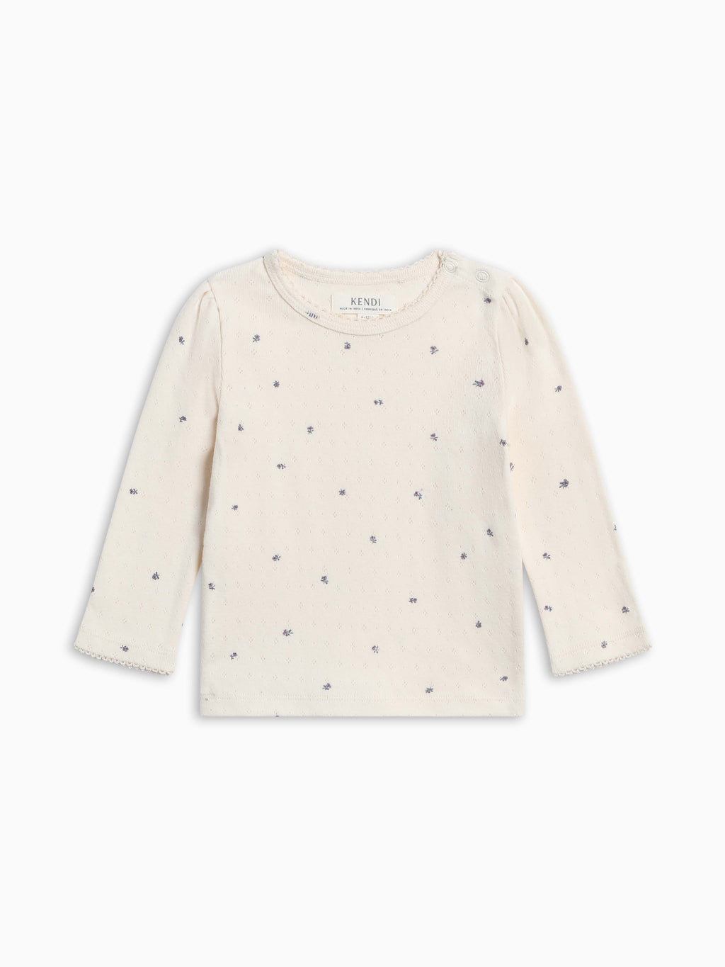 Elodie Pointelle Long Sleeve Top - Macy Floral / Ivory Baby-Kids : Tops : Tees : Long Sleeves KENDI by Colored Organics Elodie Pointelle Long Sleeve Top  | Colored Organics®
