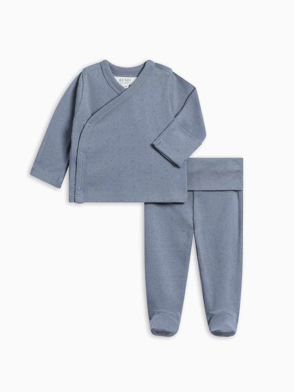 Darie Pointelle Kimono Top and Pant Set - Bluen Baby : Set KENDI by Colored Organics Darie Pointelle Kimono Top and Pant Set | Colored Organics®