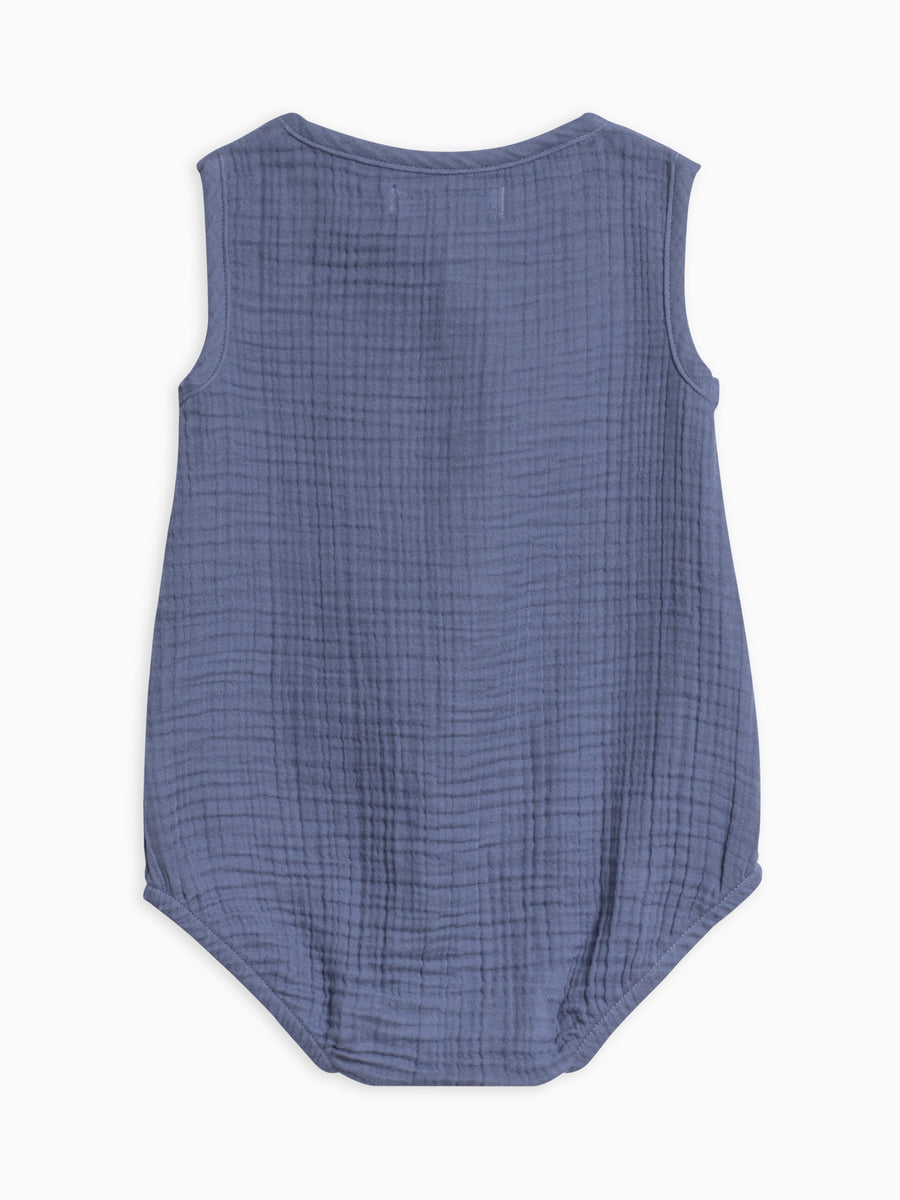 Bowie Muslin Bubble Romper Sale : Baby : One Pieces : Rompers : Tanks KENDI by Colored Organics Muslin Baby Bubble Romper, Bowie | Colored Organics®