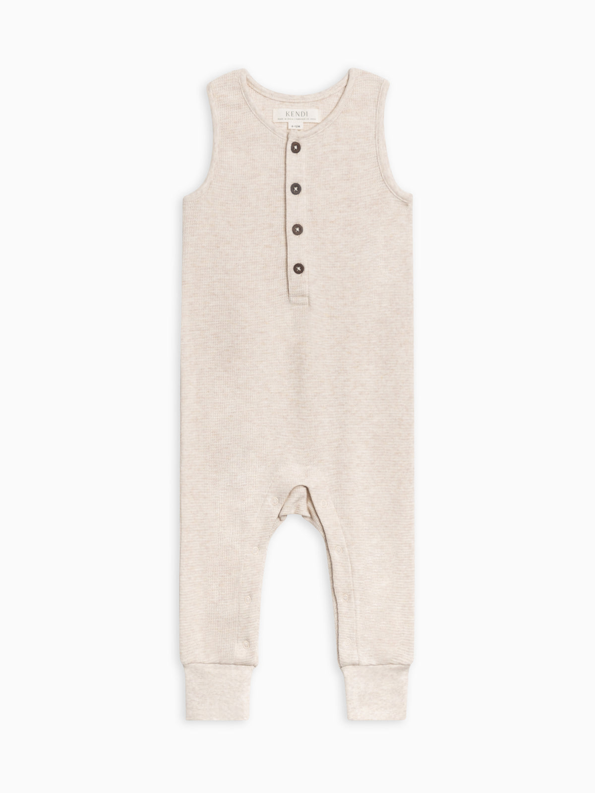 Wade Waffle Tank Romper - Heather Oat Sale : Baby : One Pieces : Rompers : Tanks Kendi Wade Waffle Tank Romper - Heather Oat | Colored Organics®