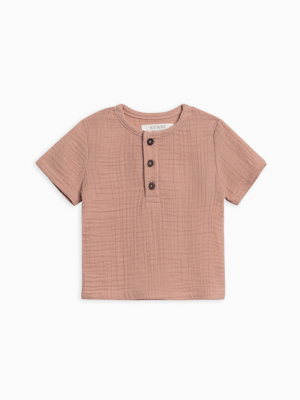 Dean Muslin Henley Sale : Baby-Kids : Tops : Shirts : Short Sleeves Kendi Dean Muslin Henley for Babies and Kids | Colored Organics®