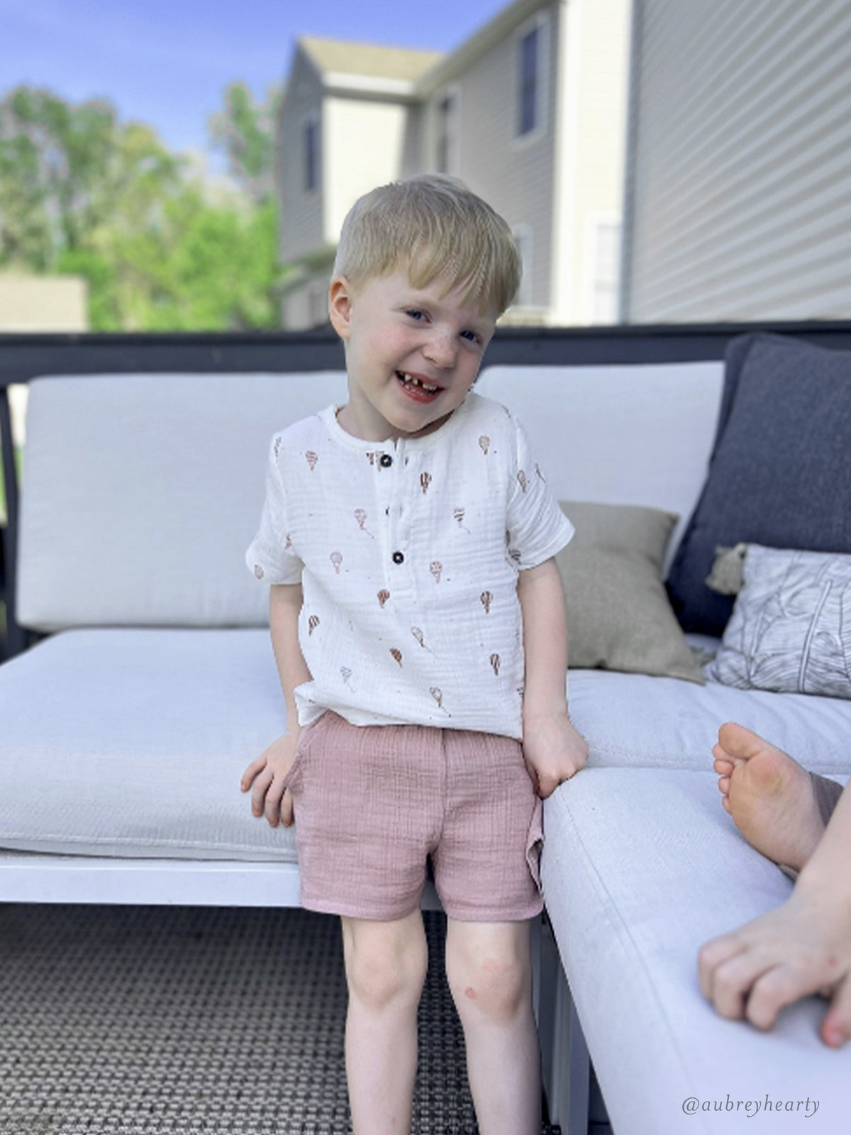 Dean Muslin Henley Sale : Baby-Kids : Tops : Shirts : Short Sleeves Kendi Dean Muslin Henley for Babies and Kids | Colored Organics®
