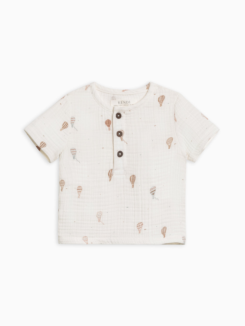 Dean Muslin Henley Sale : Baby-Kids : Tops : Shirts : Short Sleeves Kendi Dean Muslin Henley for Babies and Kids | Colored Organics®