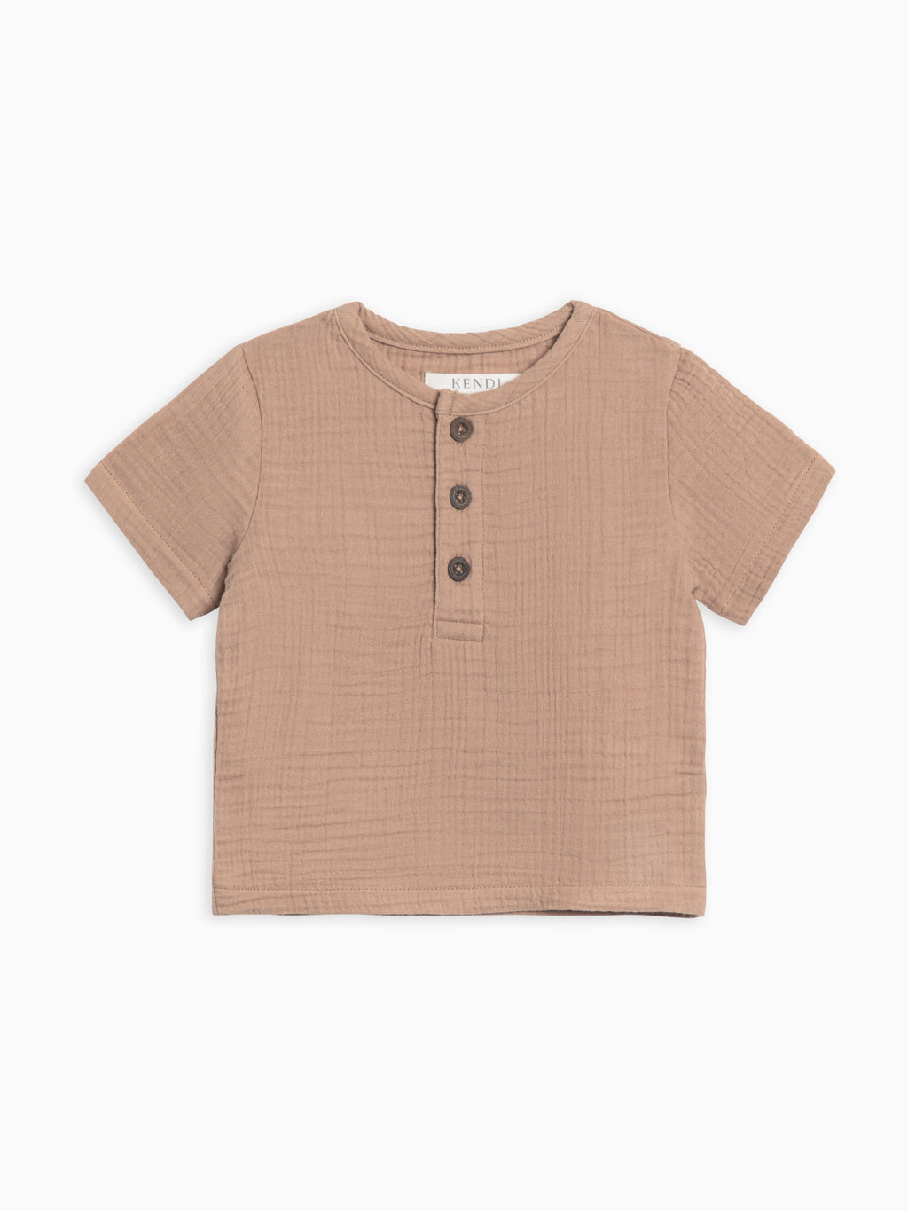 Dean Muslin Henley Sale : Baby-Kids : Tops : Shirts : Short Sleeves Kendi Dean Muslin Henley for Babies and Kids | Colored Organics®