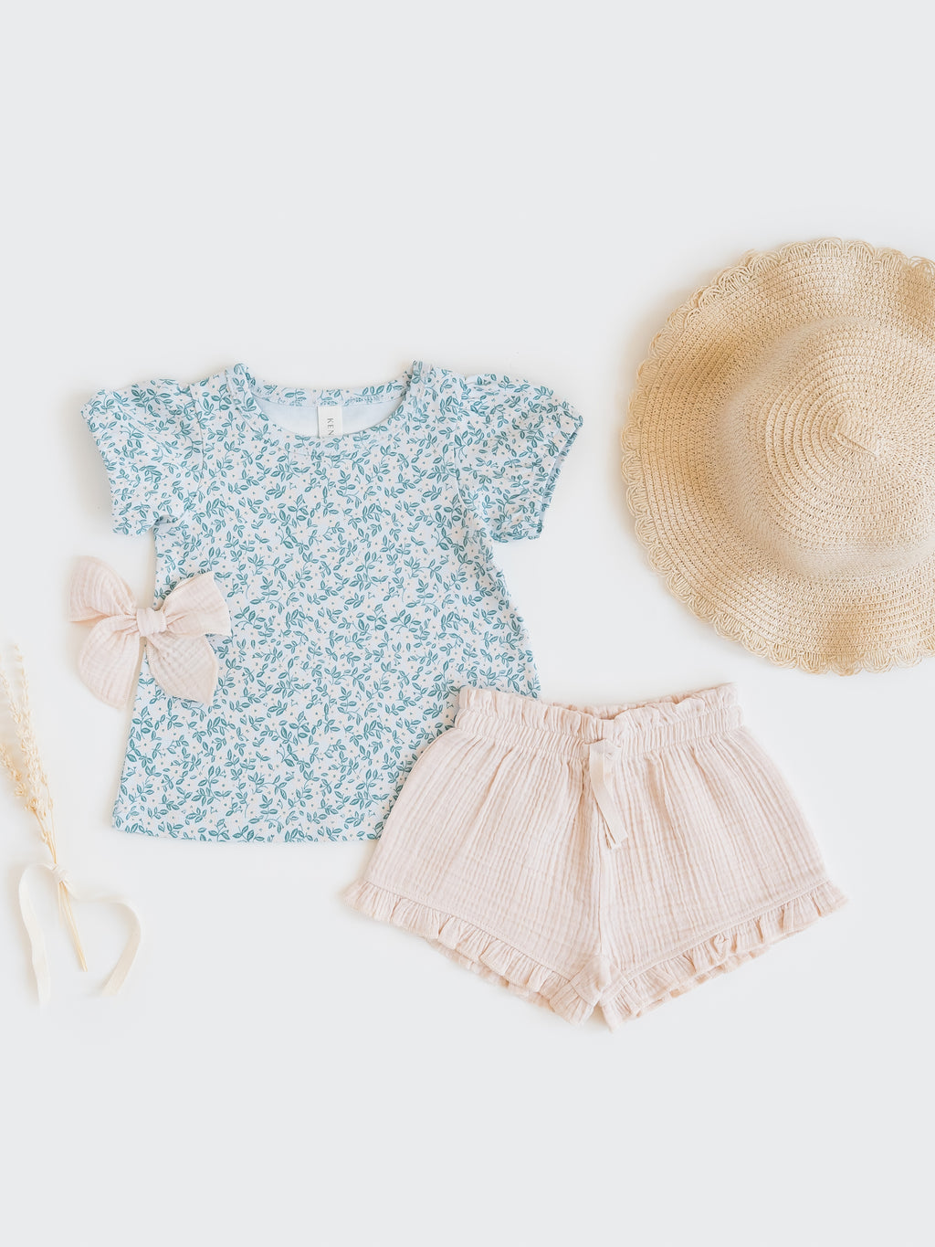 Luz Muslin Ruffle Shorts - Shell Sale : Baby-Kids : Bottoms : Shorts KENDI by Colored Organics Baby Luz Muslin Ruffle Shorts - Shell | Colored Organics®