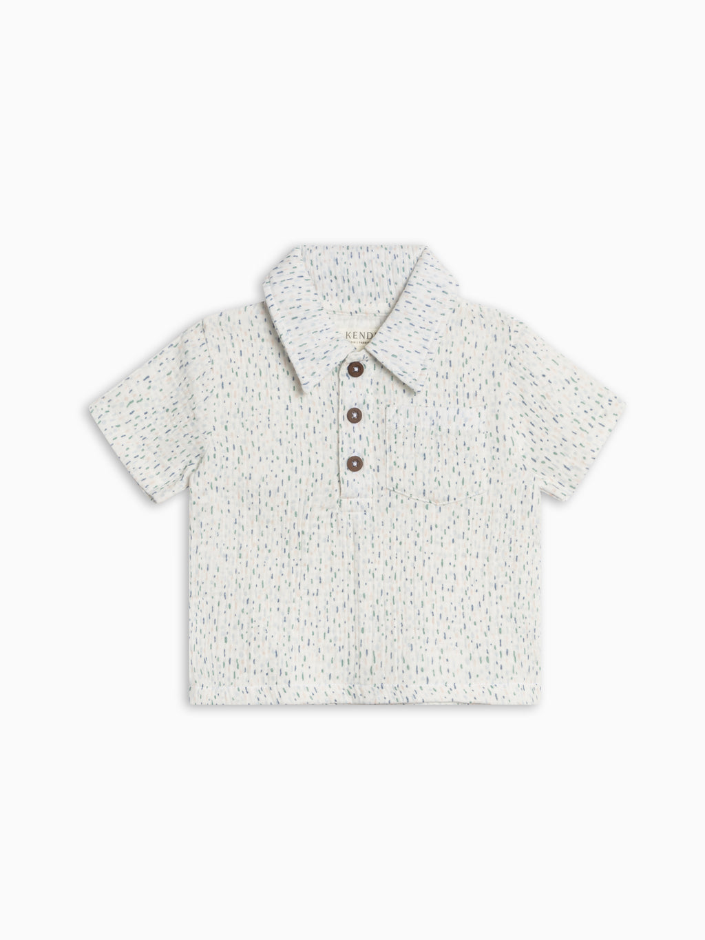 Ezra Muslin Henley - Pinehurst / Powder + Shell Sale : Baby-Kids : Tops : Shirts : Short Sleeves KENDI by Colored Organics Ezra Muslin Henley - Pinehurst / Powder | Colored Organics®