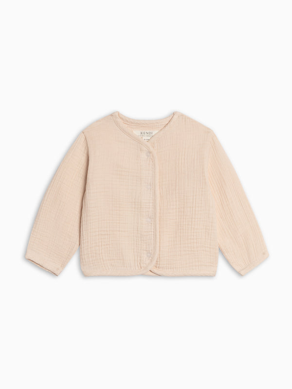 Marley Muslin Jacket - Shell Baby: Tops : Cardigans : Long Sleeves KENDI by Colored Organics Marley Muslin Jacket - Shell for Baby | Colored Organics®