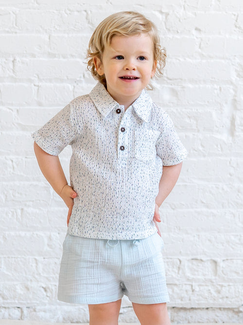 Alden Muslin Shorts - Powder Sale : Baby-Kids : Bottoms : Shorts KENDI by Colored Organics Alden Muslin Shorts - Powder for Baby | Colored Organics®