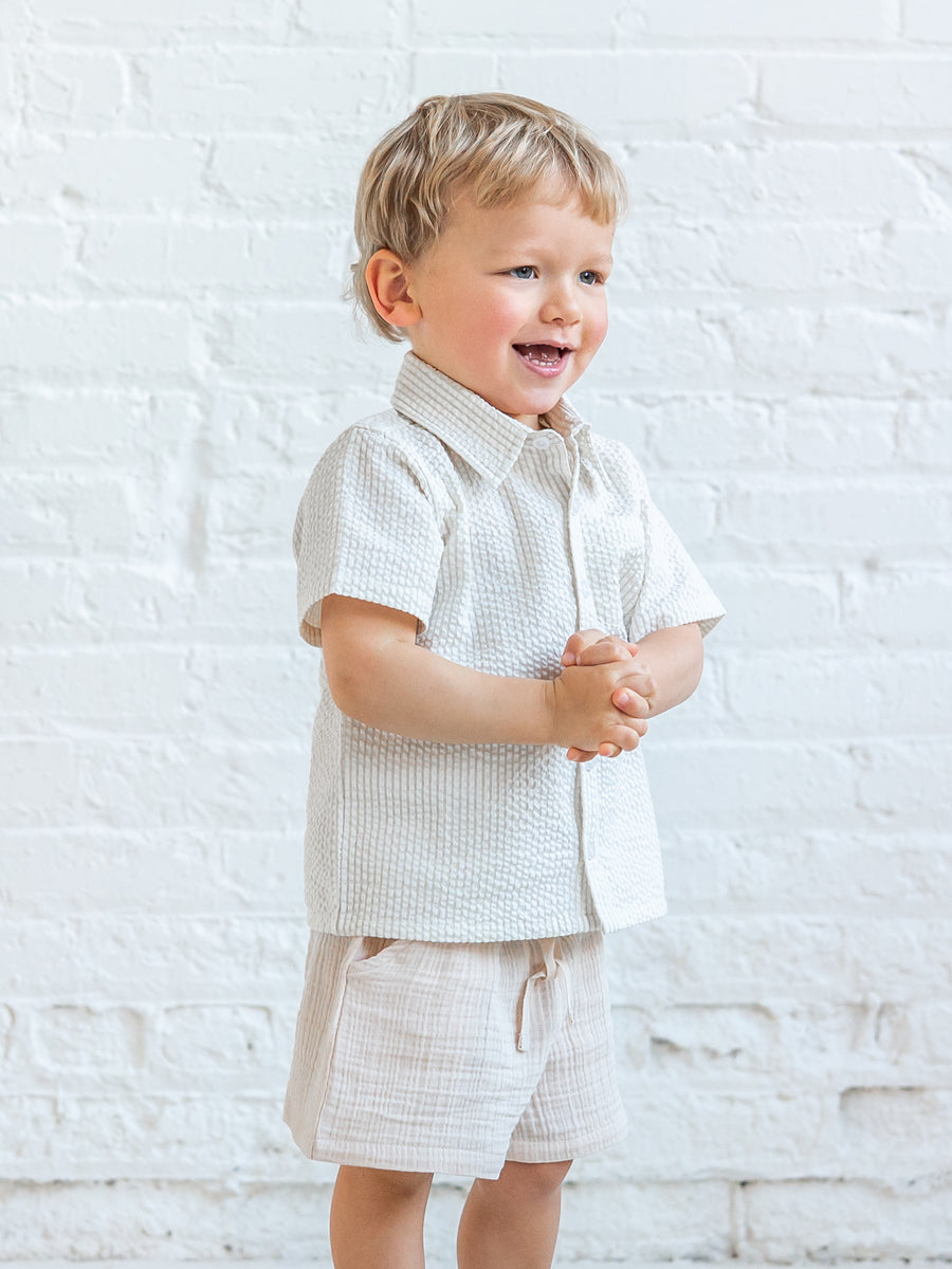 Alden Muslin Shorts - Shell Baby-Kids : Bottoms : Shorts KENDI by Colored Organics Alden Muslin Shorts - Shell for Baby | Colored Organics®