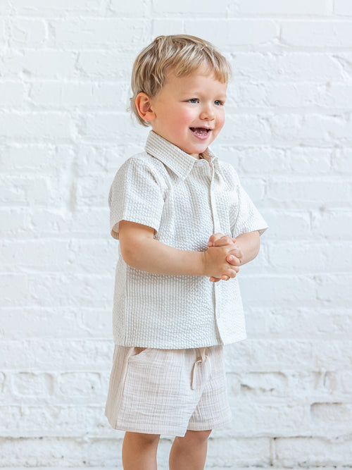 Alden Muslin Shorts - Shell Baby-Kids : Bottoms : Shorts KENDI by Colored Organics Alden Muslin Shorts - Shell for Baby | Colored Organics®