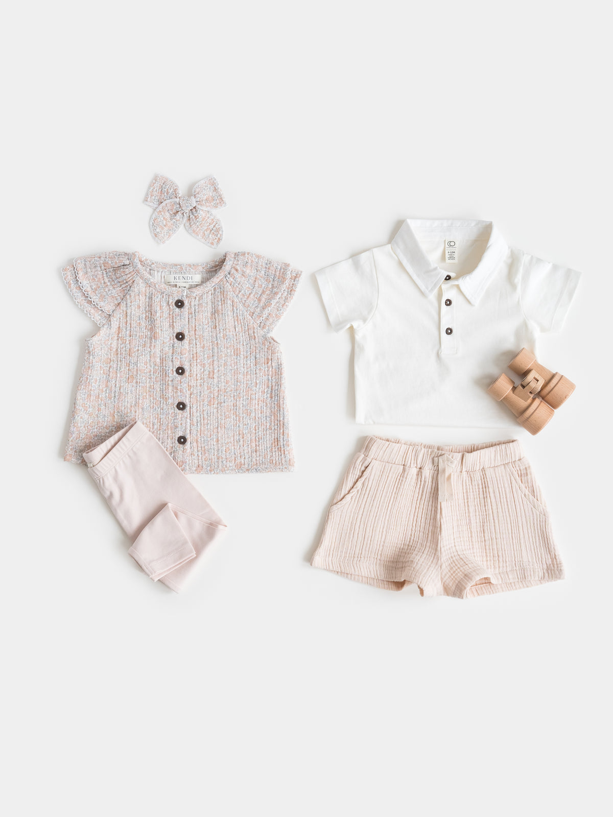 Alden Muslin Shorts - Shell Baby-Kids : Bottoms : Shorts KENDI by Colored Organics Alden Muslin Shorts - Shell for Baby | Colored Organics®