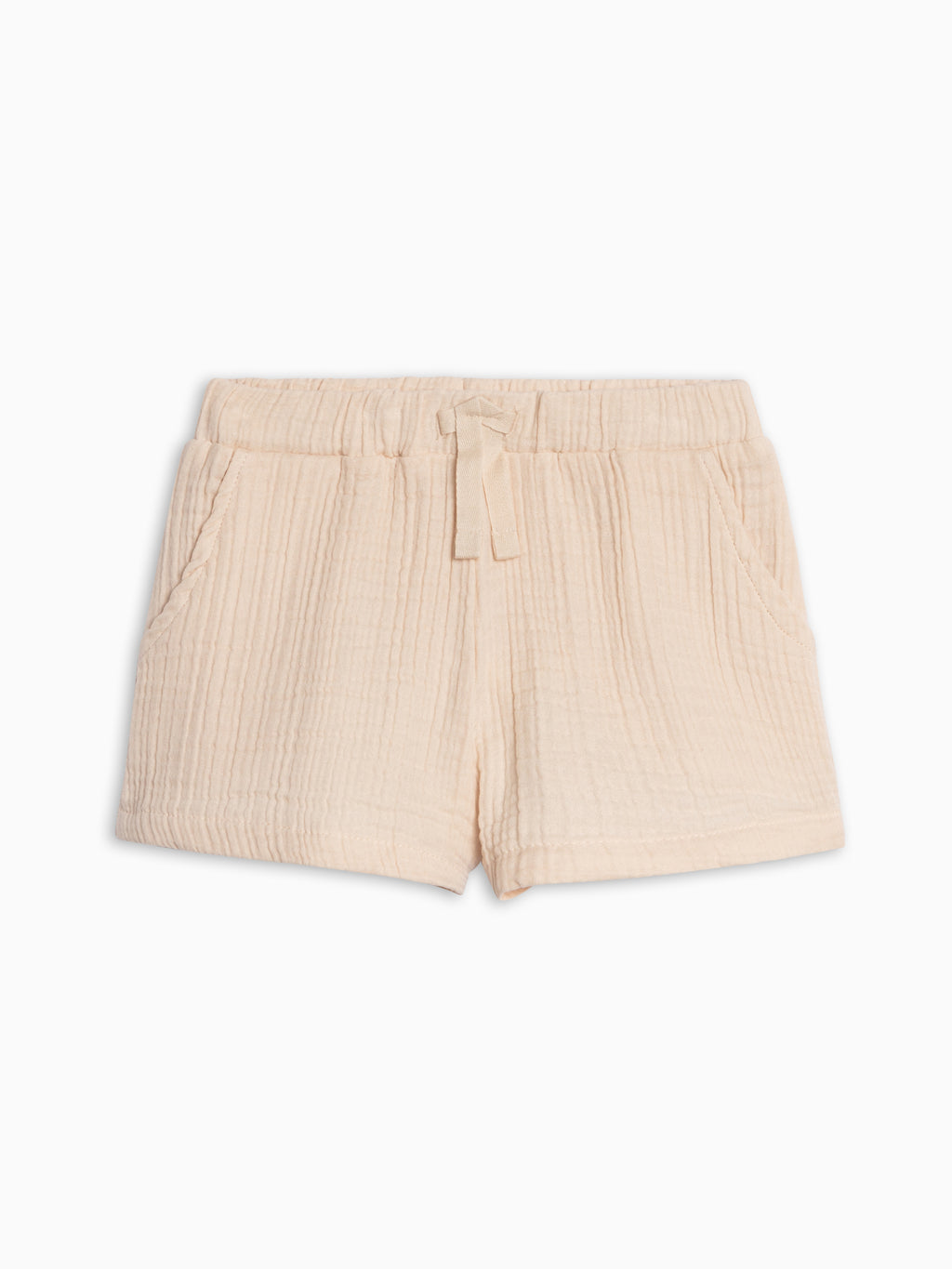 Alden Muslin Shorts - Shell Baby-Kids : Bottoms : Shorts KENDI by Colored Organics Alden Muslin Shorts - Shell for Baby | Colored Organics®